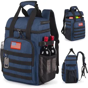 Large capacity tactical insulated backpack with Molle webbing and wine pocket for picnic travel