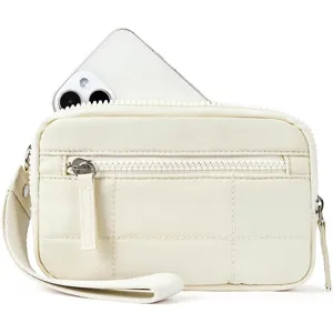 Quilted nylon mini wristlet wallet and phone pouch for women, stylish everyday carry.