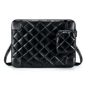 Bolsa Funda para Portátil Acolchada Impermeable para Mujer Bolso de Computadora Puffer con Correa para el Hombro y Pequeño Bolsillo