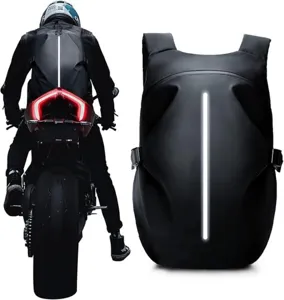 Waterproof motorcycle riding backpack with hard shell and reflective strip for riders