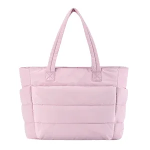 Sac Cabas Matelasse Puffer Leger Grand Sac Epaule Femme pour Voyage et Travail Rose