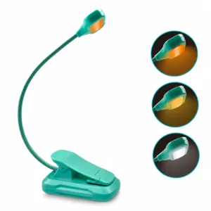 Flexible LED clip desk lamp with adjustable gooseneck and multiple lighting modes detail view.