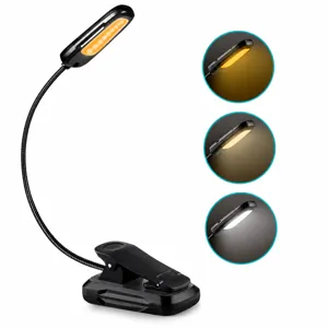 Portable LED Reading Clip Light Flexible GooseNeck Rechargeable Eye Protection Book Light for Bed Reading Desk