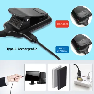Draagbare LED leesboek klem lamp, USB Type-C oplaadbaar, compatibel met apparaten.