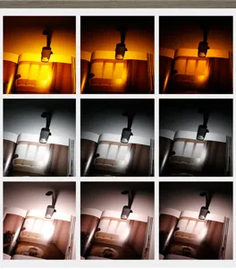 Portable LED book clip light detail showing multi-color temperature and brightness modes.