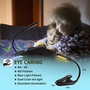 Details van draagbare LED-clip leeslamp met flexibele hals en oogvriendelijk licht.