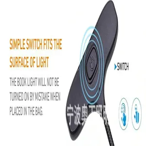 Portable LED clip reading light with touch switch and rechargeable battery for eye protection.