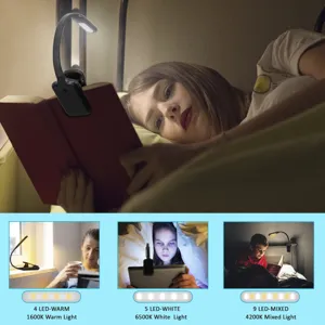 Draagbare LED-knippleeslamp met instelbare warme, witte en gemengde kleurtemperaturen.