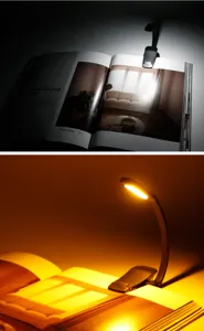 Portable LED book clip reading light USB rechargeable mini desk lamp for night study reading