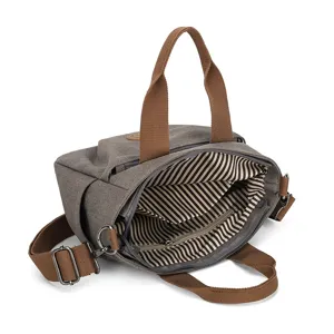 Casual canvas crossbody bag with top handles, stylish large capacity tote purse for women.