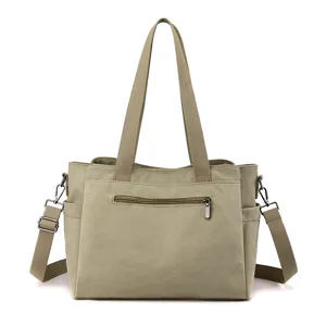Borsa tote casual in tela con tracolla, grande capacità borsa a spalla quotidiana donna