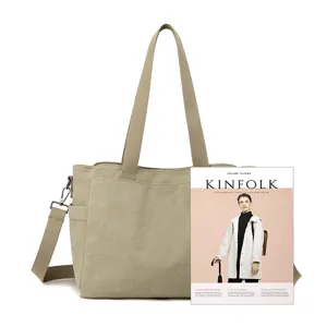 Borsa tote in tela casual da donna, grande capacità borsa a spalla e borsa a mano con tracolla.