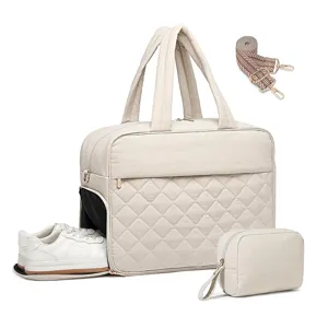 Travel Duffel Bag Quilted Puffy Luggage Bag With Shoe Compartment Wet Dry Separation Waterproof Fitness Yoga Handbag