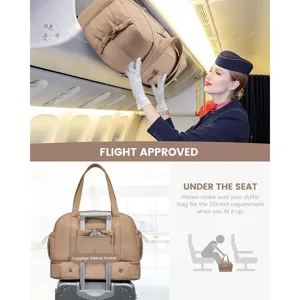 Damen Reise-Duffelbag Wochenend-Sporttasche mit Schuhfach und Kofferhülle für Flug.