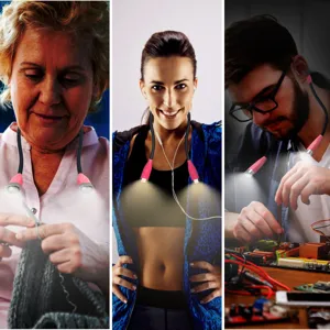 Draagbare LED flexibele nek leeslamp, handsfree wearable boeklamp voor nachthardlopen en reparatie.