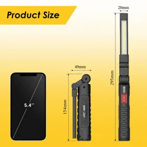 Portable LED folding work light with magnetic base, adjustable inspection lamp for car repair.