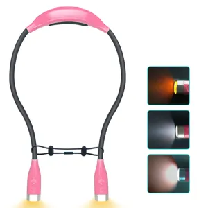 Draagbare LED Nek Leeslamp Oplaadbare Handsfree Boeklamp Dubbele Kop Flexibele Nachtloop Licht Bureaulamp