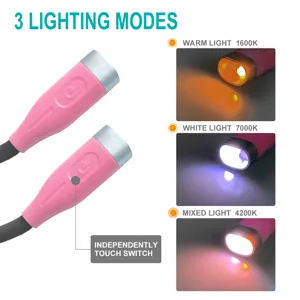 Draagbare LED nek leeslamp met 3 verlichtingsmodi, warm wit en gemengd licht touchbediening.