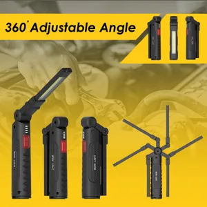 Rechargeable LED work light with 360 degree adjustable angle for car repair and inspection.
