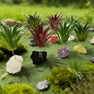 Plante d'Aquarium Artificielle Réaliste Avec Base en Cristal Naturel Ornement de Paysage d'Aquarium Fait à la Main