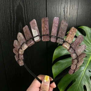 Natural crystal crown headband minimalist black wire trendy women festival photo prop