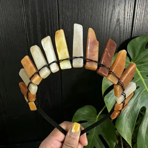 Handmade Natural Crystal Crown Headband Boho Festival Hair Accessory for Women