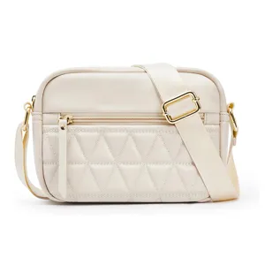 Women's Small Crossbody Bag Soft PU Leather Quilted Shoulder Bag Adjustable Strap Casual Handbag