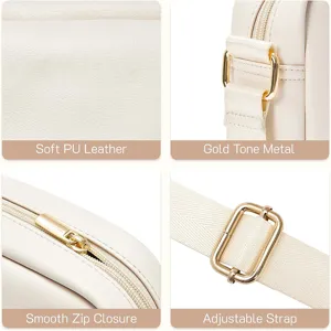 Women small crossbody bag soft PU leather shoulder bag with adjustable gold strap