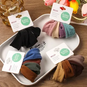 Womens Wide Elastic Hair Bands Soft Spandex Hair Ties Seamless Ponytail Holder Solid Color Daily Hair Accessories