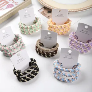 Womens Thickened Elastic Hair Ties Gold Thread Woven Hair Ropes Scrunchies Ponytail Holder Daily Hair Accessories