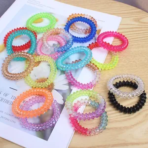 Colorful triangle spiral hair ties jelly hair bands waterproof stretch ponytail coil set