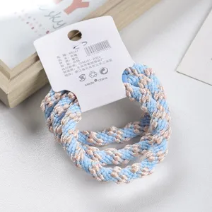 3-piece braided hair ties set, high elasticity nylon hair scrunchies, blue and gold design.