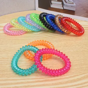 Colorful spiral hair ties, jelly gradient waterproof rubber bands for sports and daily hair styling.
