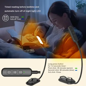 Lámpara de lectura LED recargable con temporizador para libros y cama, luz para los ojos.