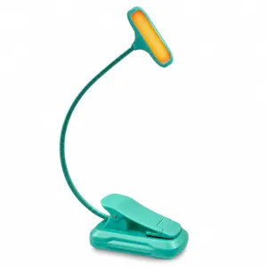 LED clip-on desk lamp, flexible gooseneck reading light for bedroom and student study use.