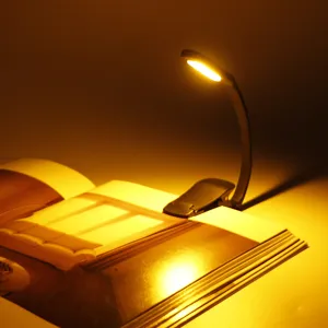 Portable LED clip-on reading book light USB rechargeable mini desk lamp for eye protection.