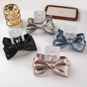 Sweet Double Layer Bowknot Fabric Hair Claw Versatile Elegant Large Shark Clip Hair Accessory For Women Daily Wear