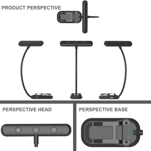 Clip-on music stand light LED rechargeable reading lamp with flexible gooseneck and warm light