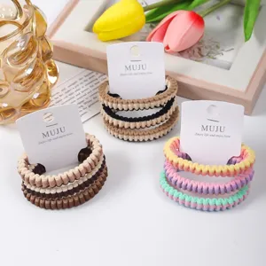 Women Striped Pleated Hair Scrunchies Elastic Hair Bands Cute Ponytail Holder Daily Hair Accessories Three Pack