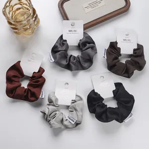 Scrunchie Per Capelli In Tessuto Twill Stile Coreano Elastici Accessori Capelli Plissettati Per Donne