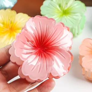 Gradient flower hair claw clip sweet pink floral shark clip cute hair accessories