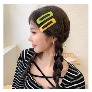 PU leather hair clips Korean style snap clips rectangle barrettes hair accessories set