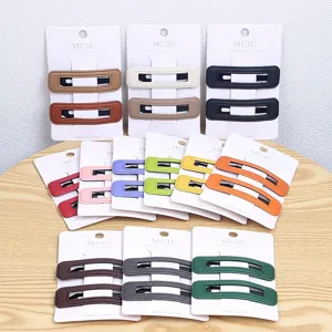 PU Leather Hair Clips Cute Rectangular Snap Hair Barrettes For Women Daily Hair Styling Accessories Hair Styling Pins