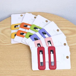Korean style PU leather hair clips set, colorful snap hair clips for women and girls daily styling.
