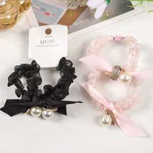 Perlen Band Haargummis 2er Set, süßer Stil schöne Haaraccessoires Detailansicht!