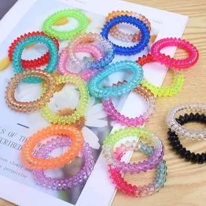 Waterproof Spiral Hair Ties Gradient Color TPU Hair Ropes Elastic Hair Bands For Women Daily Sports Hair Accessories