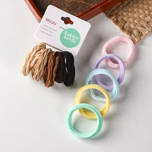 Seamless hair ties set with jacquard wave towel rings and pastel high elasticity rubber bands for women daily use.
