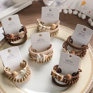 Minimalist TPU Hair Ties Brown Scrunchies Bowknot Heart Letter Hair Ropes High Elasticity Hair Accessories