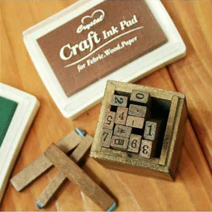 DIY craft ink pad and wooden stamp set for scrapbooking, journal decoration and card making.