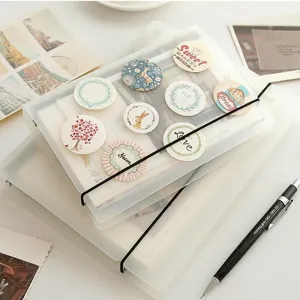 Transparant PP mat ringband notitieboek met elastische band, creatief draagbaar dagboek.